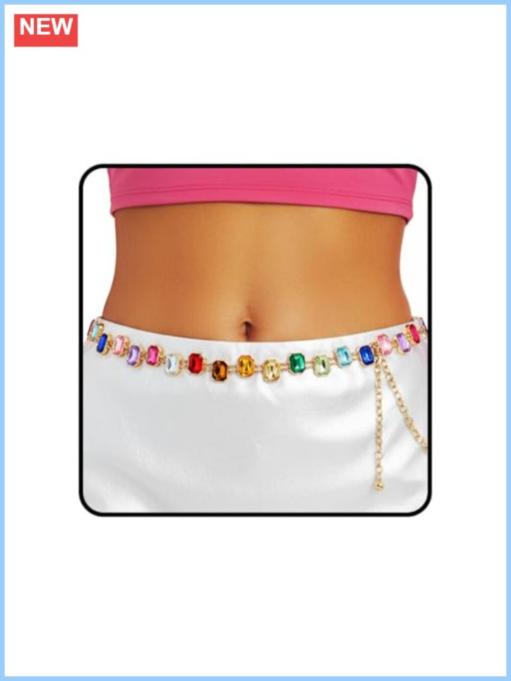 Rhinestone Waist Chain Belt Gold Statement Jewelry for Women